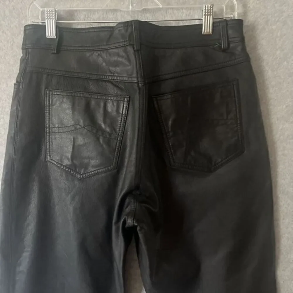 Lou Lou Skins Women's Black Genuine Leather Pants Boot Flare Leg Lined. US 11/12